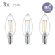 Philips LED kaars E14 25 W 3 stuks filament helder niet dimbaar