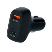 Chargeur de voiture rapide Carpoint 12/24 V duo 20W USB-C + 18W USB 3.0