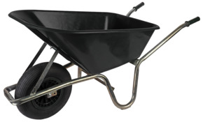 Kruiwagen met zwarte kunststof bak 100 liter
