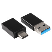 Adaptateur USB-A/USB-C + USB-C/USB-A Q-Link noir 2 pièces