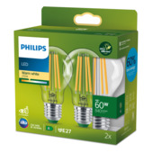 Philips green label LED 60W E27 peer 2700K duopack