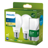 Philips green label LED 60W E27 peer 2700k frosted duopack