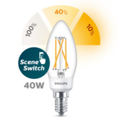 Philips LED kaars E14 40 W sceneswitch filament helder