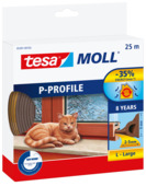 Tesa Moll tochtstrip classic P-profiel 8jr, 25m bruin