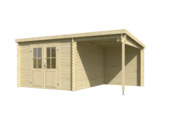 Tuinhuis met overkapping Tampa vurenhout onbehandeld 481 x 292 cm