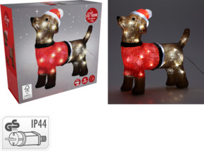 Kerstdecoratie kersthond acryl figuur met LED verliching 38x14,5x40,5 cm