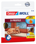 Tesa Moll tochtstrip classic D-profiel 8jr, 6m bruin