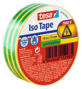 Tesa elektrische isolatietape groen/geel 19 mm x 10 m