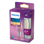 Philips LED kaars E14 40W filament helder niet dimbaar 2 stuks