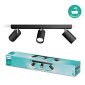 Philips opbouwspot Idris 3×GU10 IP44 zwart