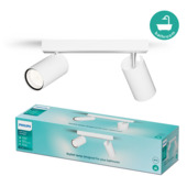 Support 2 spots Philips Idris IP44 2x GU10 blanc