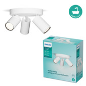 Plafonnier 3 spots Philips Idris IP44 3x GU10 blanc