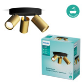 Philips opbouwspot Idris rond 3×GU10 IP44 brons