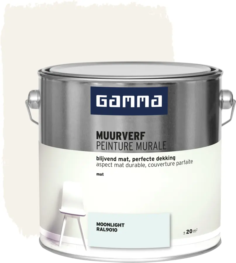 GAMMA muurverf RAL 9010 moonlight mat 2,5 liter