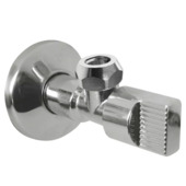 Robinet d'arrêt équerre écrou court + rosace Sanivesk 1/2"M x 10 mm chromé
