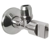 Robinet d'arrêt équerre écrou long + rosace Sanivesk 1/2"M x 10 mm chromé