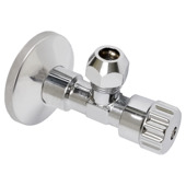 Robinet d'arrêt équerre + rosace Sanivesk 1/2"M x 10 mm chromé
