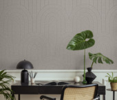 Viltpaneel gebogen lijnen zand 120x60 cm, 2 stuks