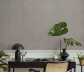 Viltpaneel gebogen lijnen taupe 120x60 cm, 2 stuks