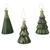 Suspension de Noël Decoris 'Sapin' en verre vert sapin 12,6 cm, la pièce