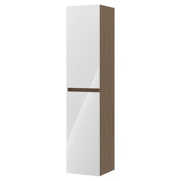 Armoire colonne Monta Bruynzeel 160x35x35 cm 2 portes blanc brillant/chêne foncé