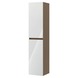 Armoire colonne Monta Bruynzeel 160x35x35 cm 2 portes blanc brillant/chêne foncé