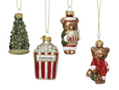 Suspension de Noël Decoris 'Ornement' en verre 4 modèles assortis, la pièce