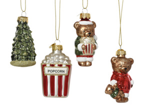 Decoris glasfiguur kersthanger verschillende ornamenten gemengd