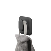 Tiger handdoekhaak medium Carv met zelfklevende wandsteun zwart