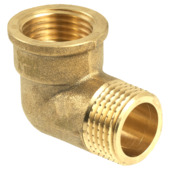 Sanivesk knie verloop draad 1/2"M x 1/2"F messing