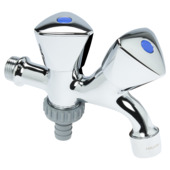 Sanivesk tapkraan dubbel met slangpilaar 1/2"M x 3/4"M chroom