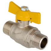 Sanivesk gaskogelkraan met vlindergreep draad 1/2"M x 1/2"M chroom