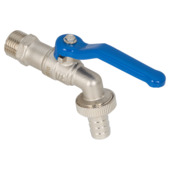Sanivesk tapkraan hendel + slangkoppeling 1/2"M x 3/4"M blauw