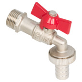 Robinet de jardin papillon Sanivesk + raccord de tuyau 10 Bar 1/2"M nickel