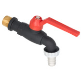 Sanivesk tapkraan hendel + slangkoppeling 1/2"M x 3/4"M rood