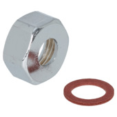 Sanivesk knelset platte moer + fiberring 1/2"F x 10 mm chroom