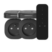Profile set van 2 draadloos bedienbare stopcontacten met afstandsbediening 3680W IP44 Zwart