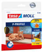 Tesa Moll tochtstrip classic P-profiel 8jr, 6m bruin