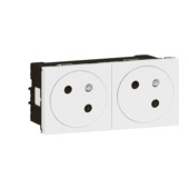 Legrand DLP Mosaic stopcontact 2-voudig met aarding incl. houder en plaat wit