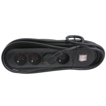 Exin stekkerdoos met schakelaar 4-voudig zwart 5 m