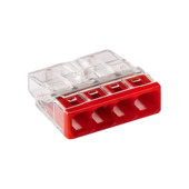 Borne de raccordement rouge Wago 4x0,5-2,5mm² 10 pièces