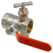 Sanivesk kogelkraan hendel + aftap draad 1/2"F x 1/2"F nikkel