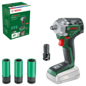 Bosch 18V slagmoersleutel ImpactDrive 350 Nm + 3-delige krachtdoppenset (zonder accu)