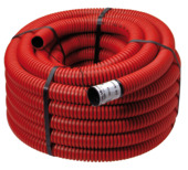 Geringde buis met trekdraad 40 mm 25 m rood