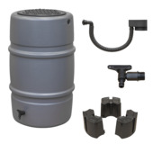 Tonneau de pluie Harcostar PVC gris 227 litres avec pied, robinet, couvercle et collecteur