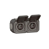 Legrand Plexo opbouwstopcontact 2-polig met aarding 2-voudig horizontaal spuitwaterdicht antraciet