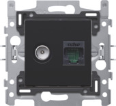 Niko stopcontact coax + UTP (RJ45) CAT5 Intense Matt Black