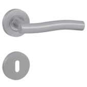 Novidade deurkruk set Derby rond rozet sleutelplaat RVS