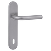 Gamma deurkruk set Chester ovaal schild sleutelgat 110 mm RVS