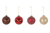 Christmas Goods kerstballen mix glas divers met glitter Ø 8 cm per stuk
